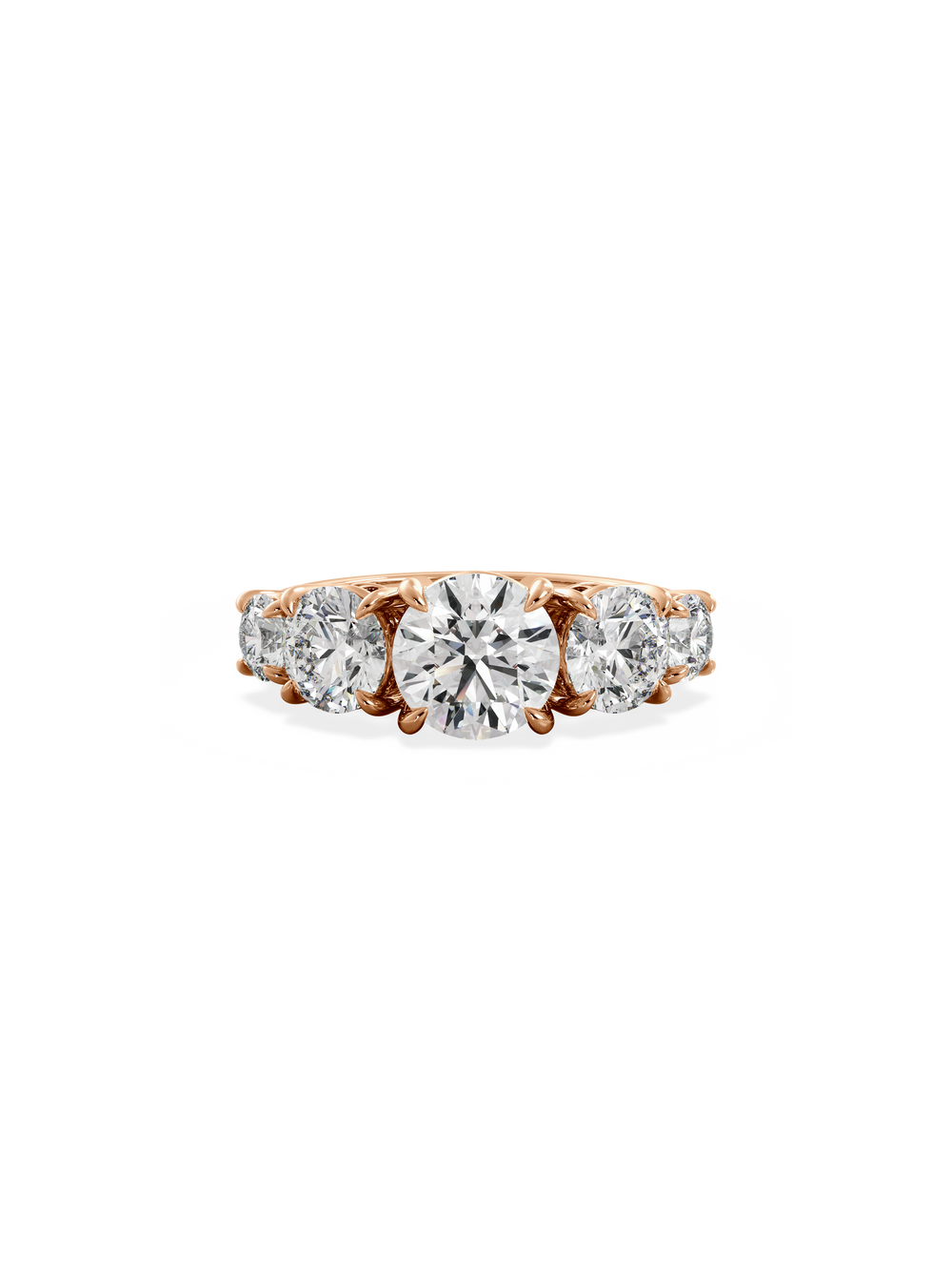 Round Signature Five-Stone Ring - View 