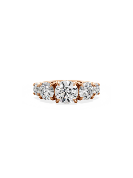 Round Signature Five-Stone Ring
