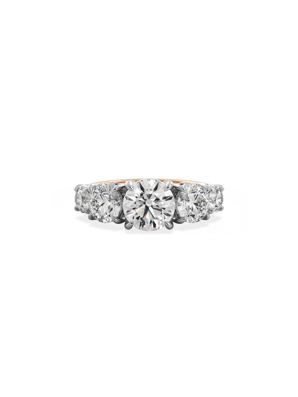 Round Signature Five-Stone Ring - View 