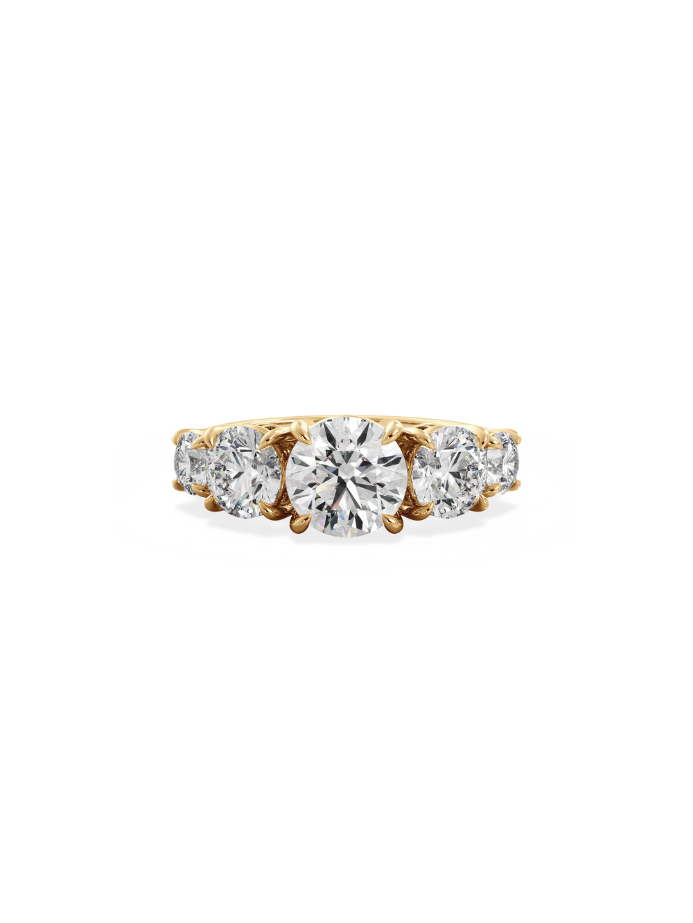 Round Signature Five-Stone Ring - View 