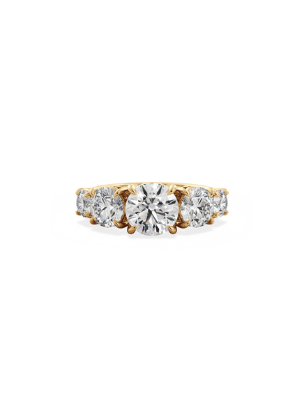 Round Signature Five-Stone Ring