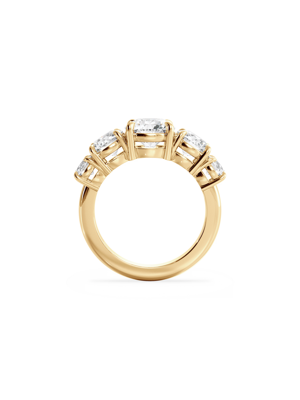 Round Signature Five-Stone Ring - View 