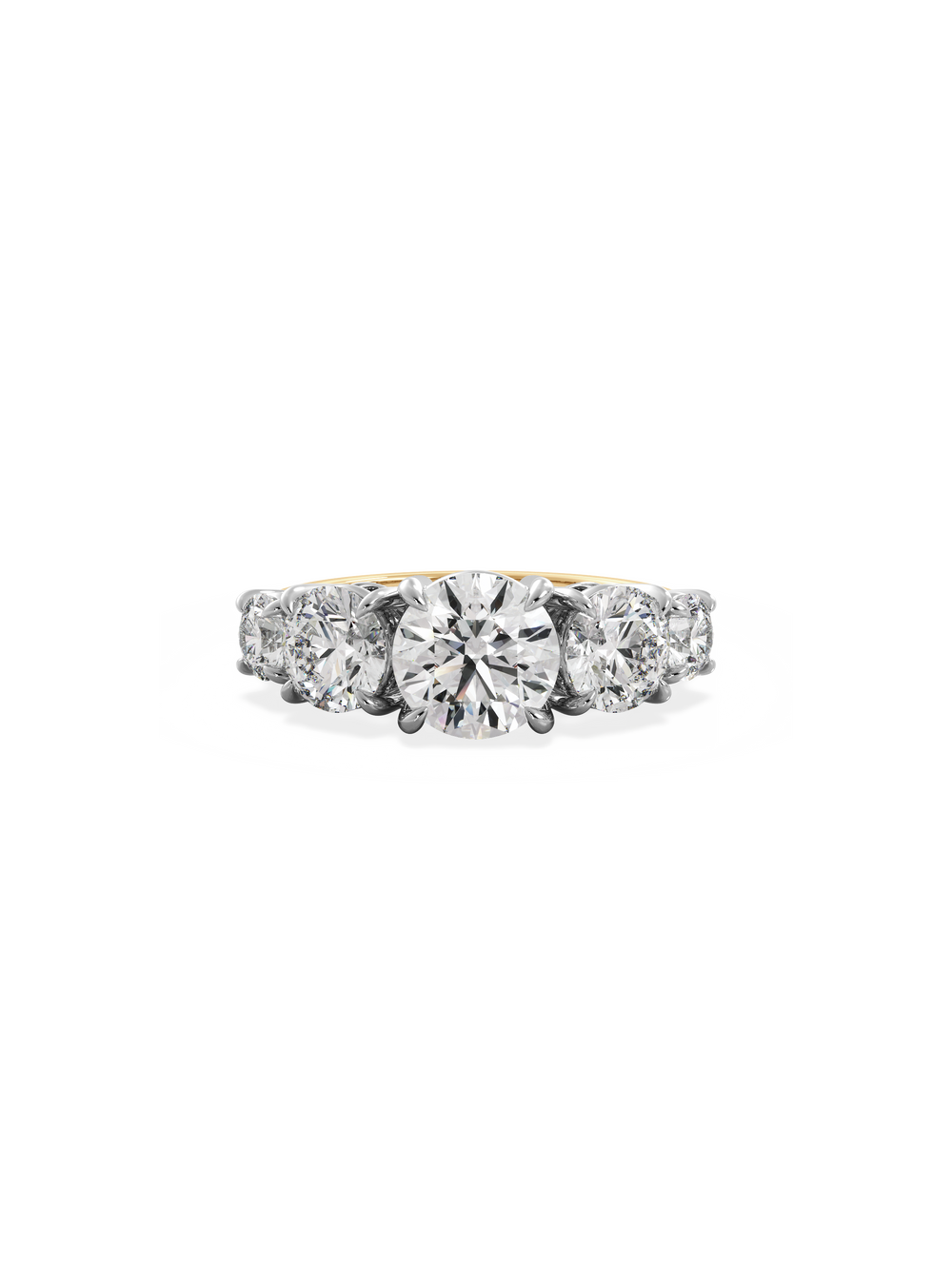 Round Signature Five-Stone Ring - View 