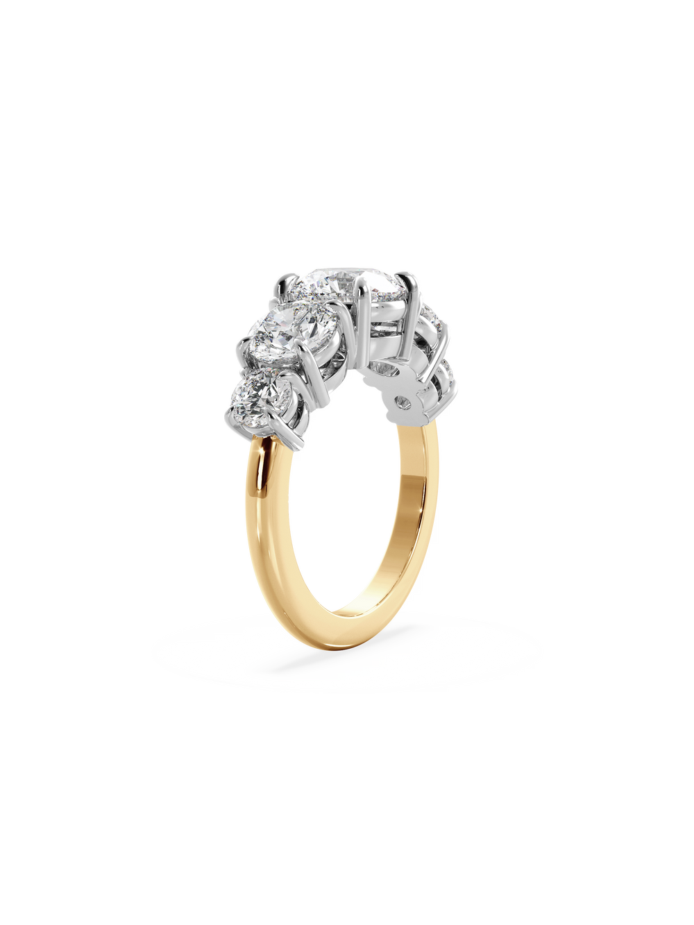 Round Signature Five-Stone Ring - View 