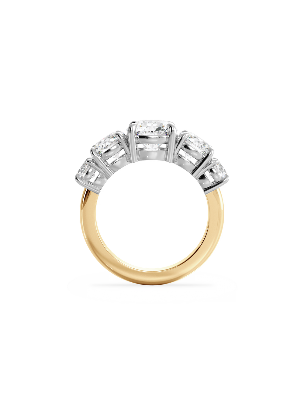 Round Signature Five-Stone Ring - View 