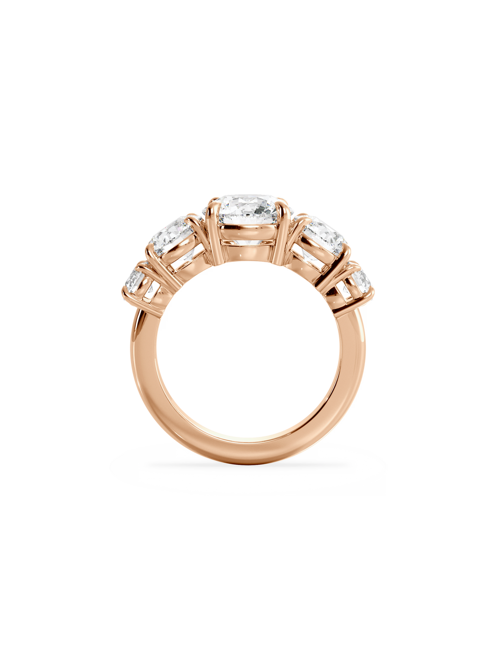 Round Signature Five-Stone Ring - View 