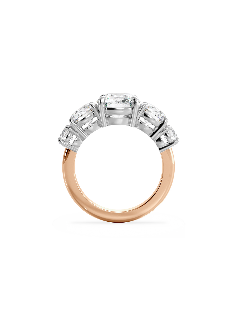 Round Signature Five-Stone Ring - View 