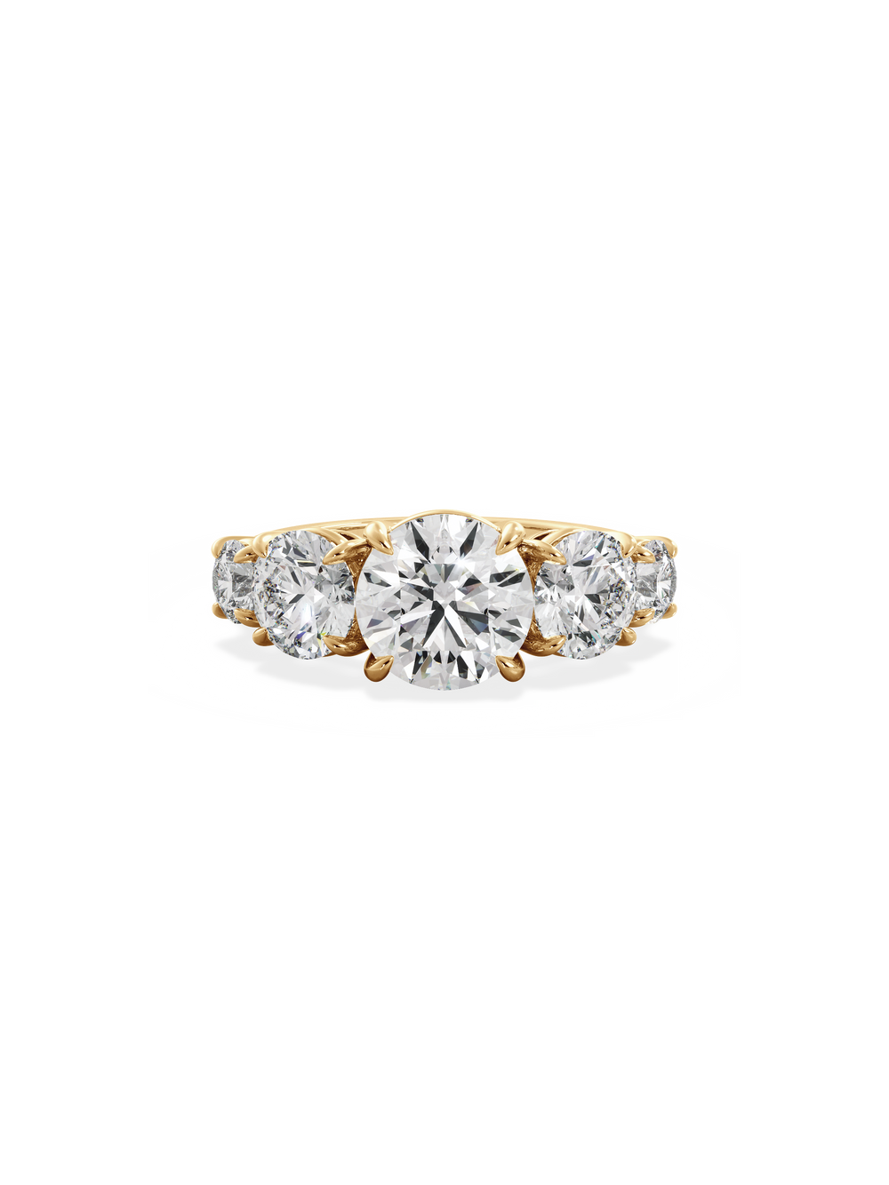 Round Signature Five-Stone Ring - View 