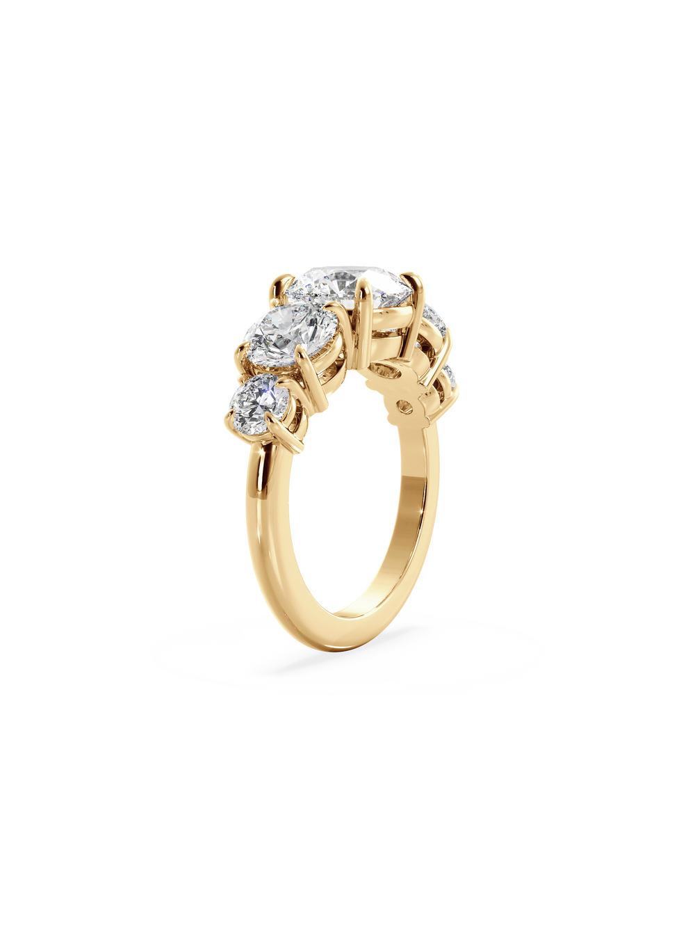 Round Signature Five-Stone Ring - View 