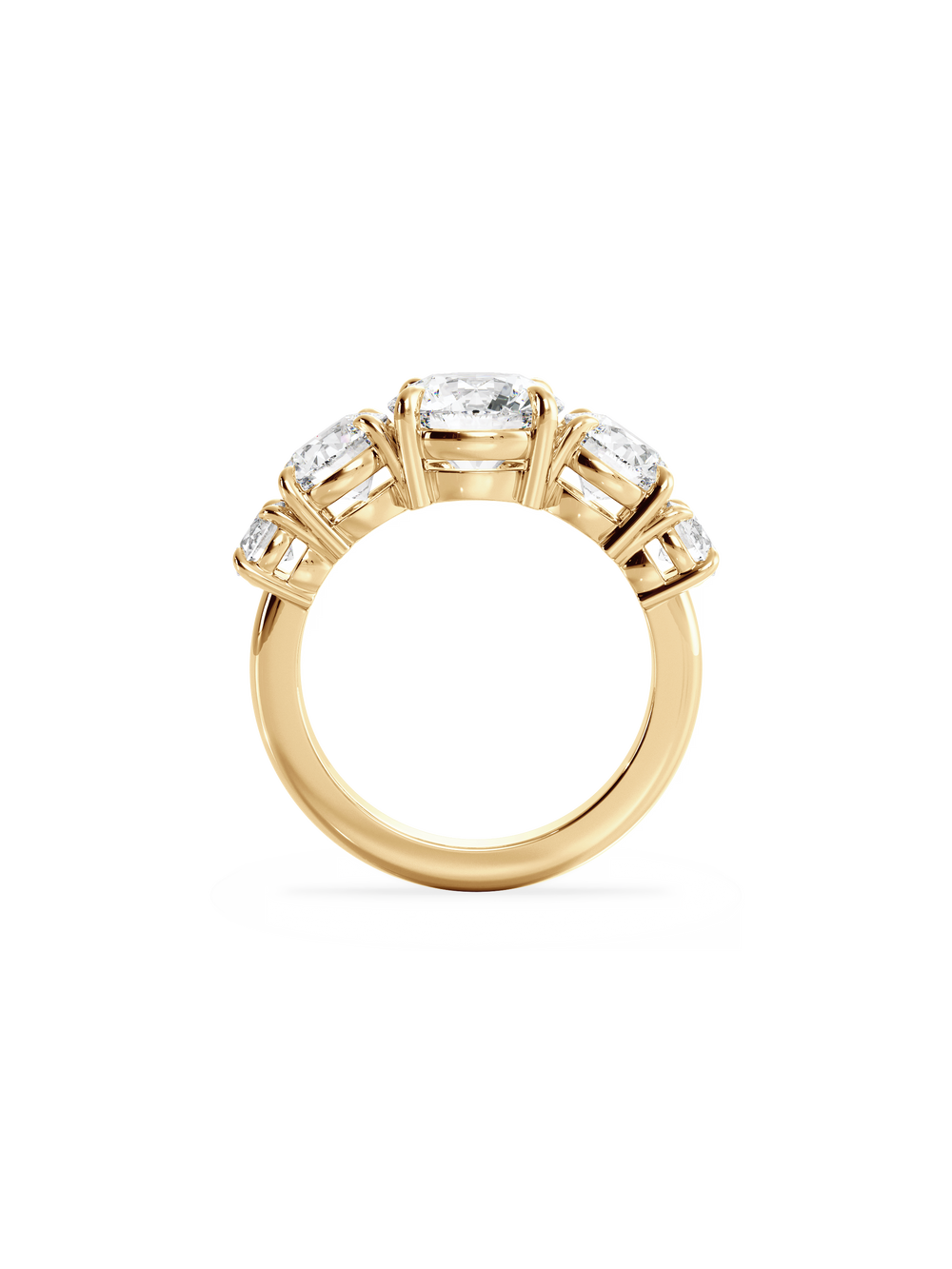 Round Signature Five-Stone Ring - View 