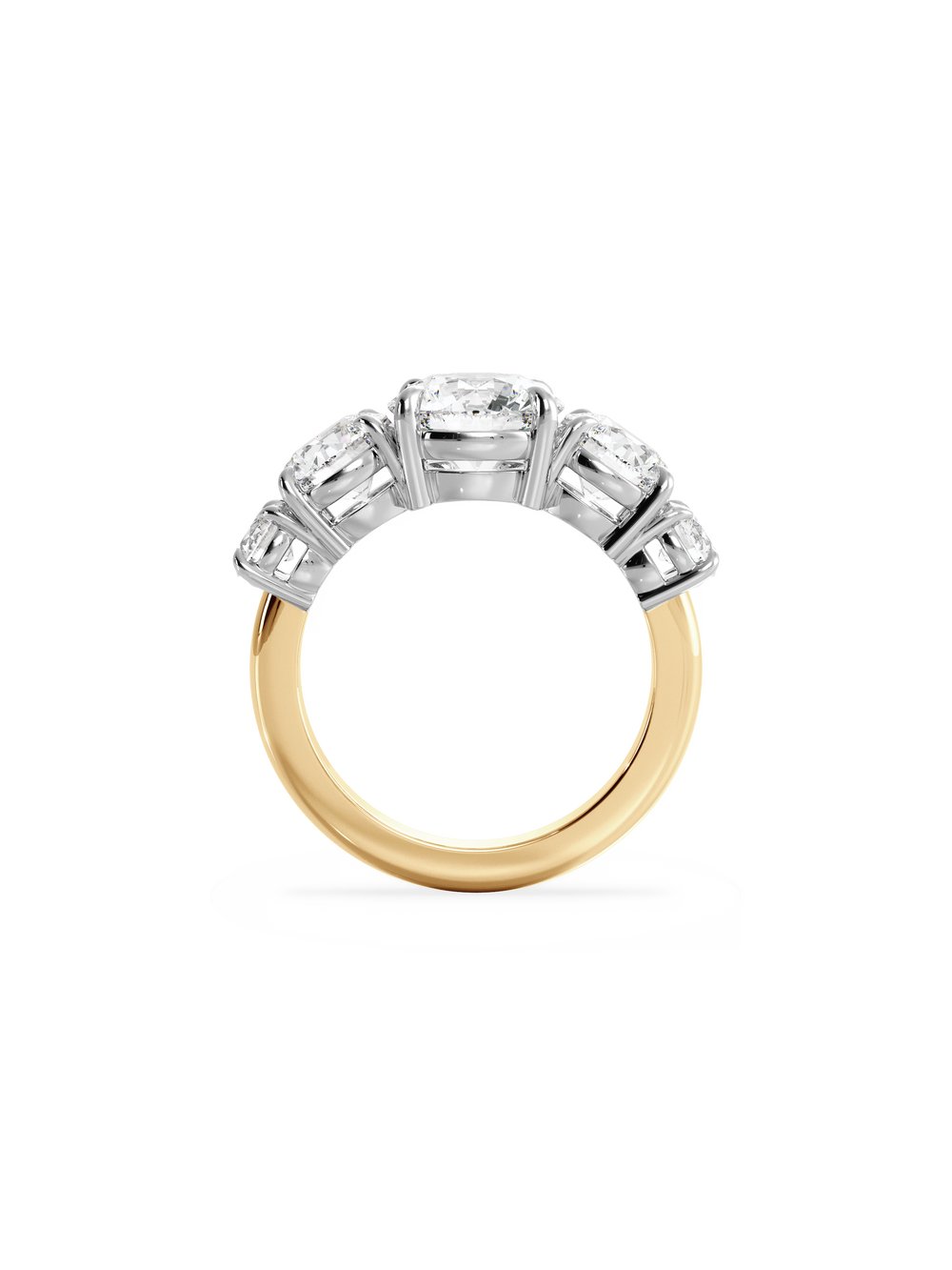 Round Signature Five-Stone Ring - View 