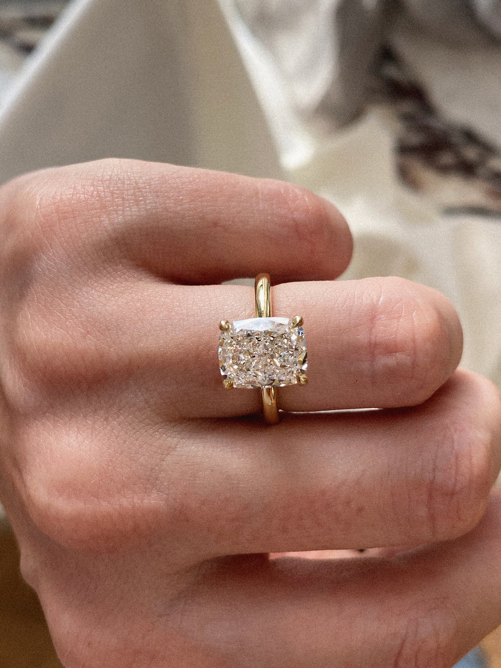 4.09ct Elongated Cushion Ceremonial Solitaire Ring - View 