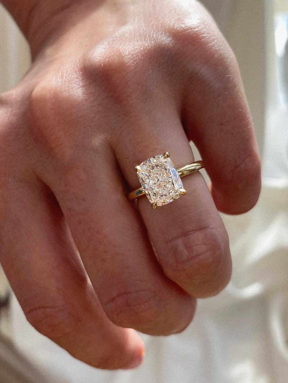 4.09ct Elongated Cushion Ceremonial Solitaire Ring - View 