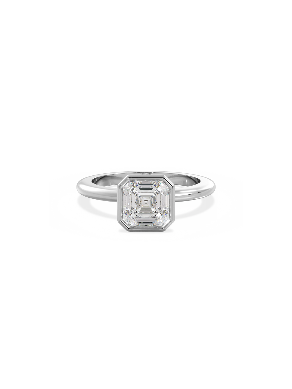 Asscher Signature Bezel Solitaire Ring - View 