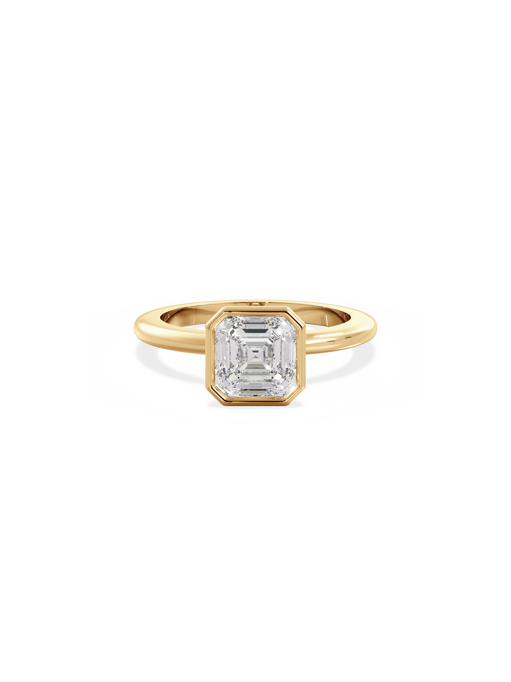 Asscher Signature Bezel Solitaire Ring - View 