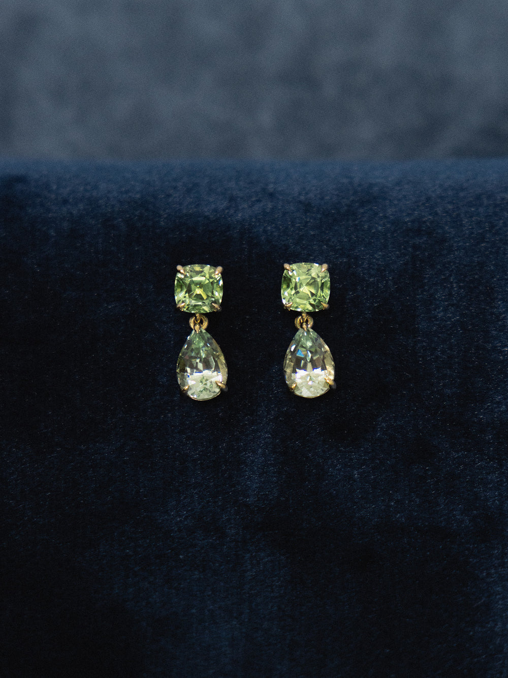 Cushion & Pear Tourmaline Drop Earrings - View 