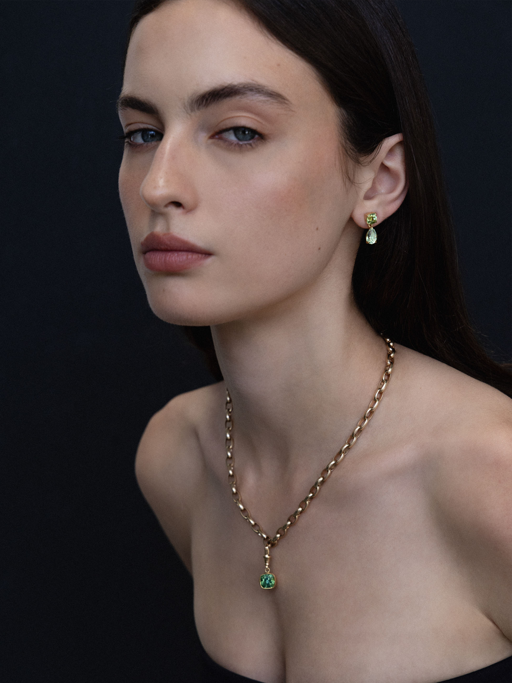 Cushion & Pear Tourmaline Drop Earrings - View 