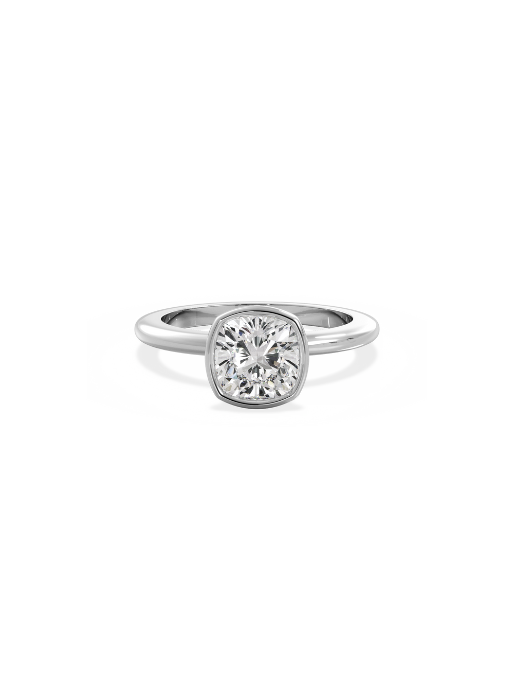 Cushion Signature Bezel Solitaire Ring - View 