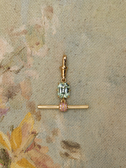 Cushion Tourmaline & Sapphire T-Bar Pendant