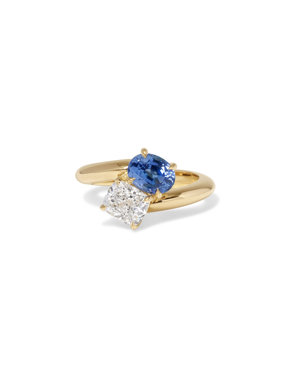 2.82cttw Elongated Cushion & Oval Sapphire Jean Toi et Moi Ring - View 