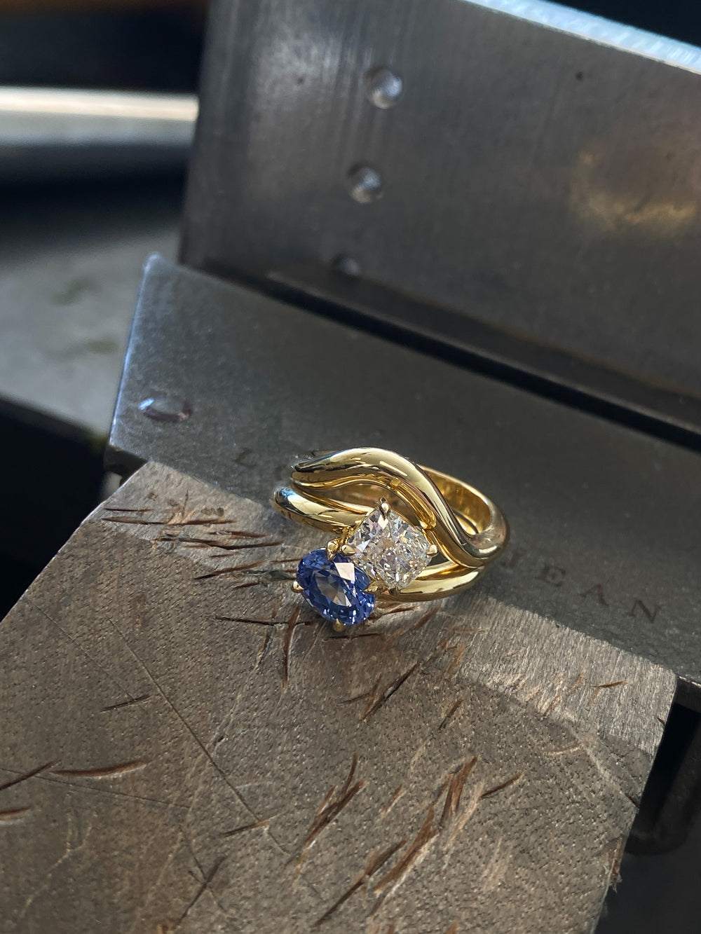 2.82cttw Elongated Cushion & Oval Sapphire Jean Toi et Moi Ring - View 