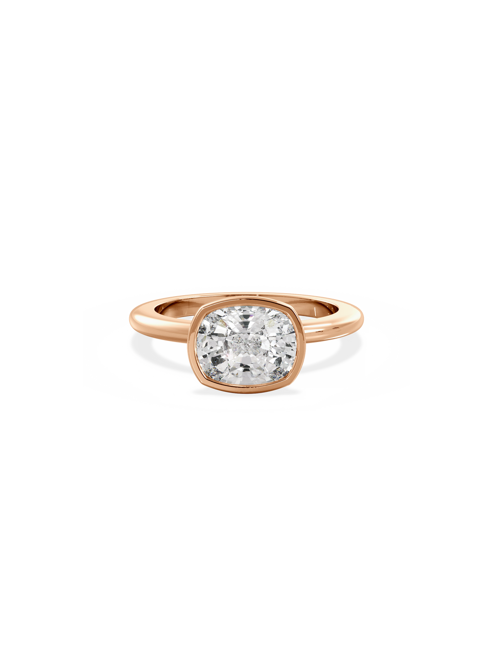 Elongated Cushion Signature Bezel Solitaire Ring - View 