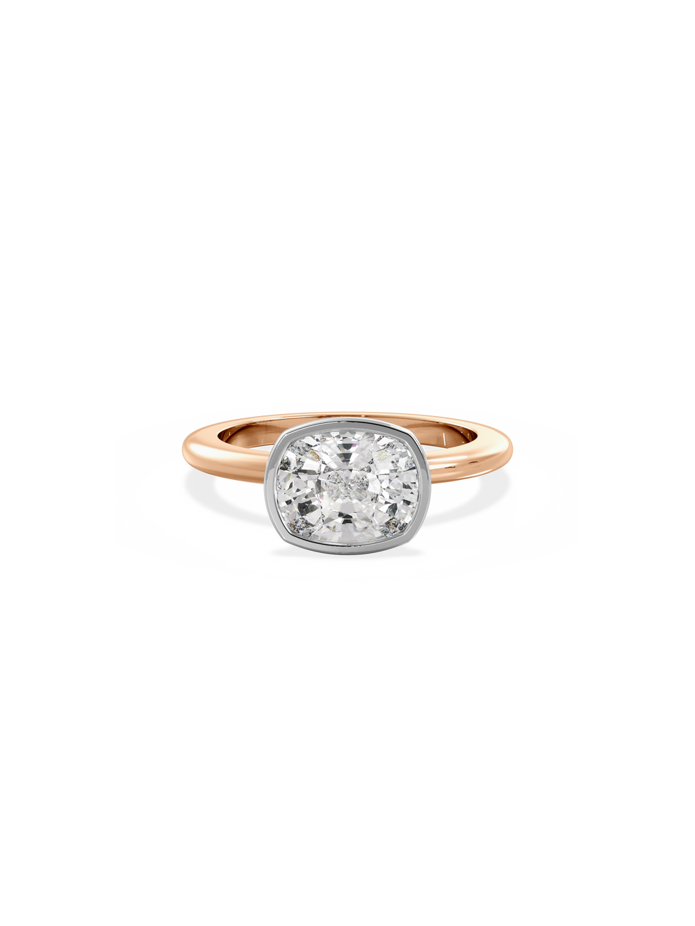 Elongated Cushion Signature Bezel Solitaire Ring - View 