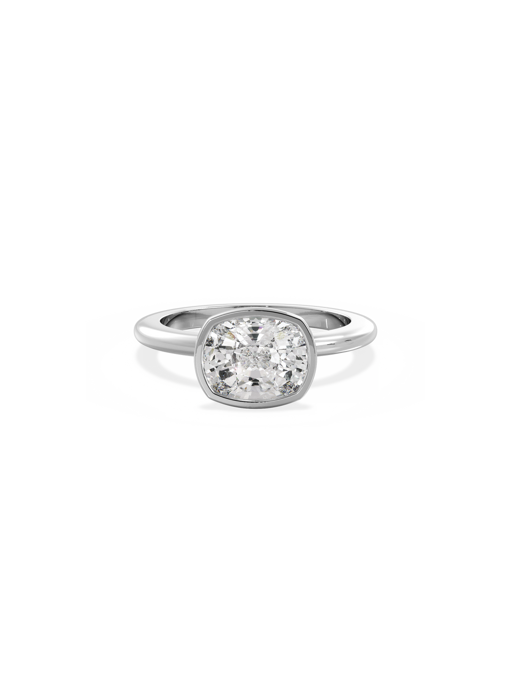 Elongated Cushion Signature Bezel Solitaire Ring - View 
