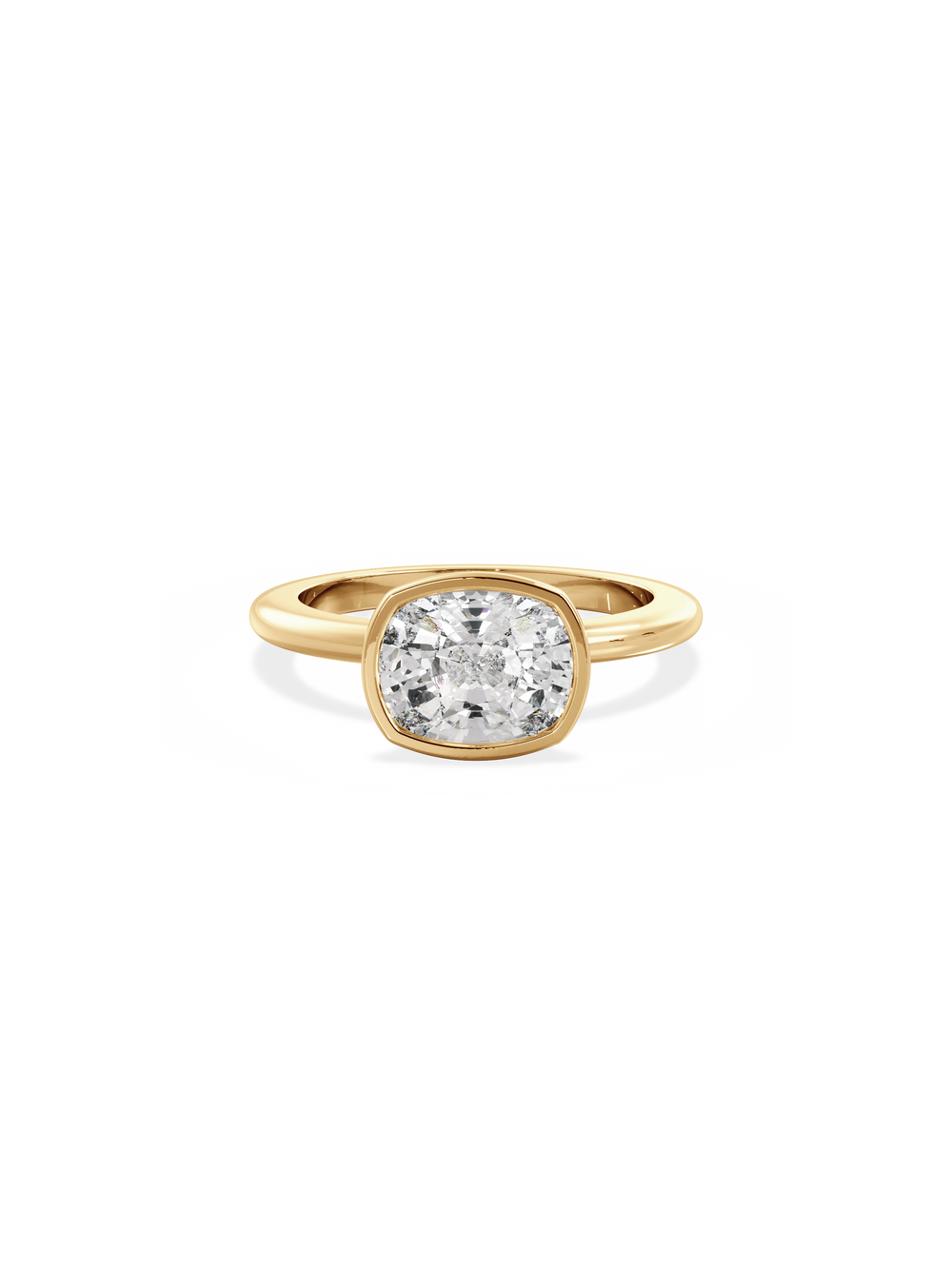 Elongated Cushion Signature Bezel Solitaire Ring - View 