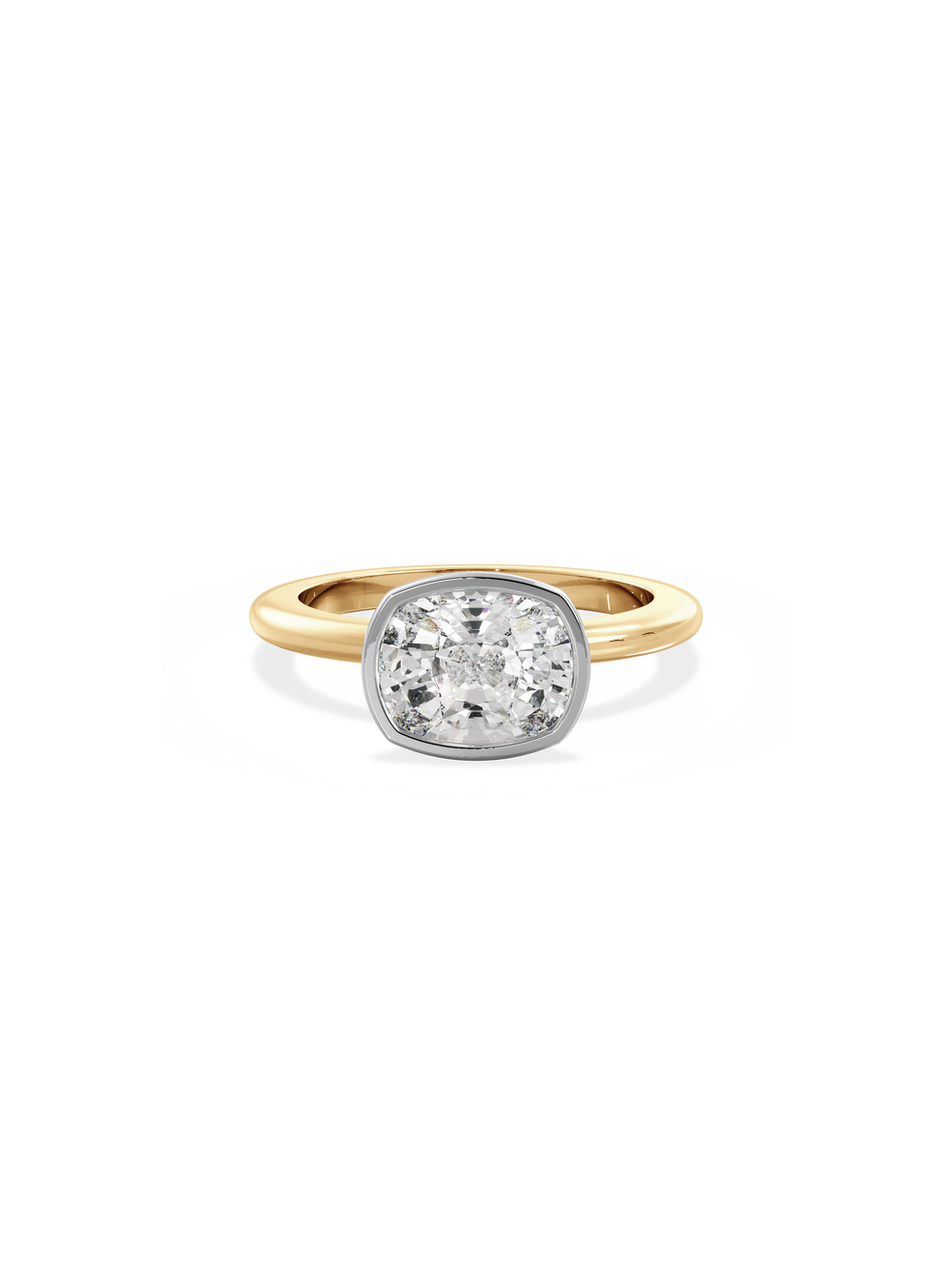 Elongated Cushion Signature Bezel Solitaire Ring - View 