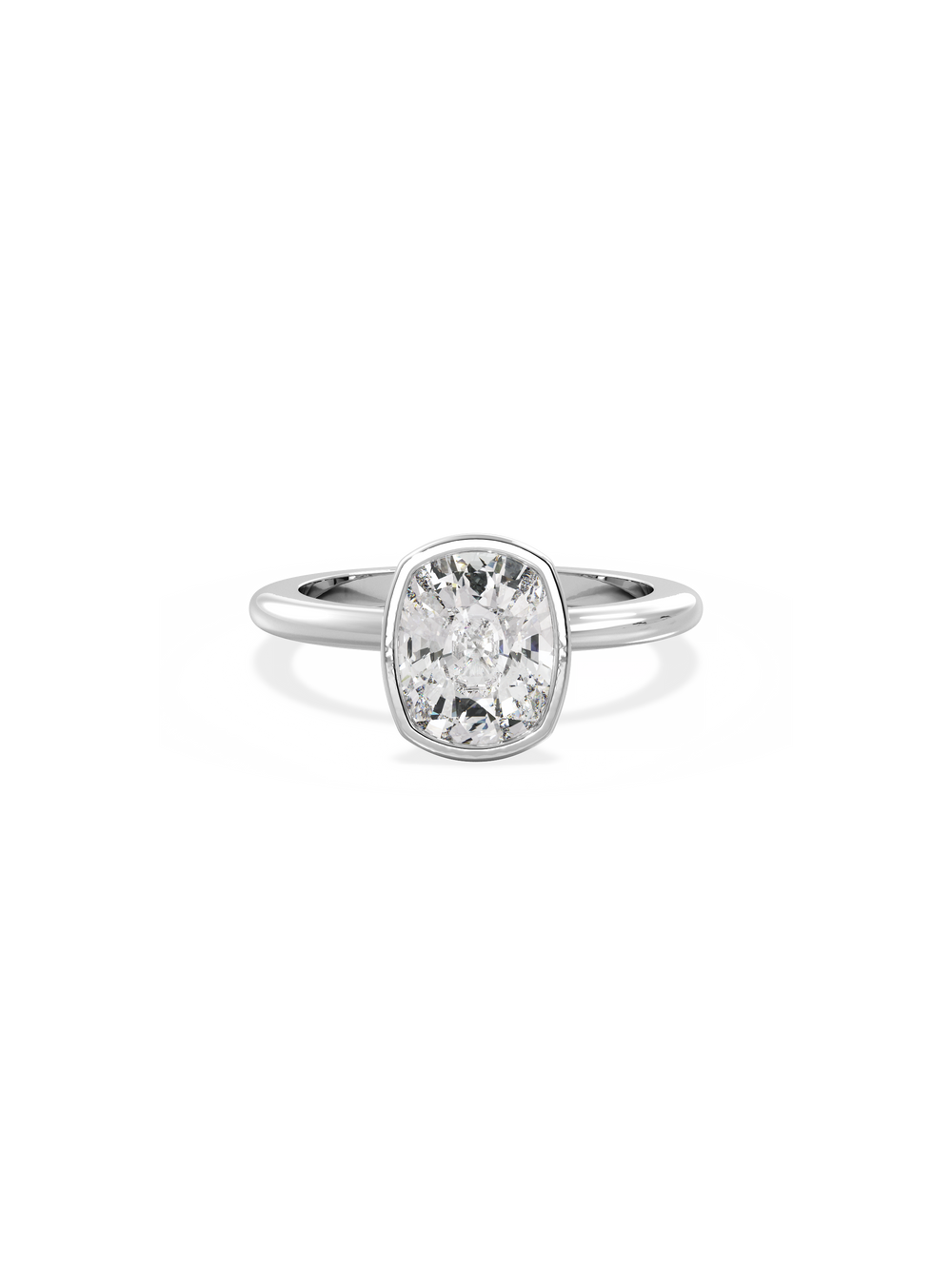 Elongated Cushion Signature Bezel Solitaire Ring - View 