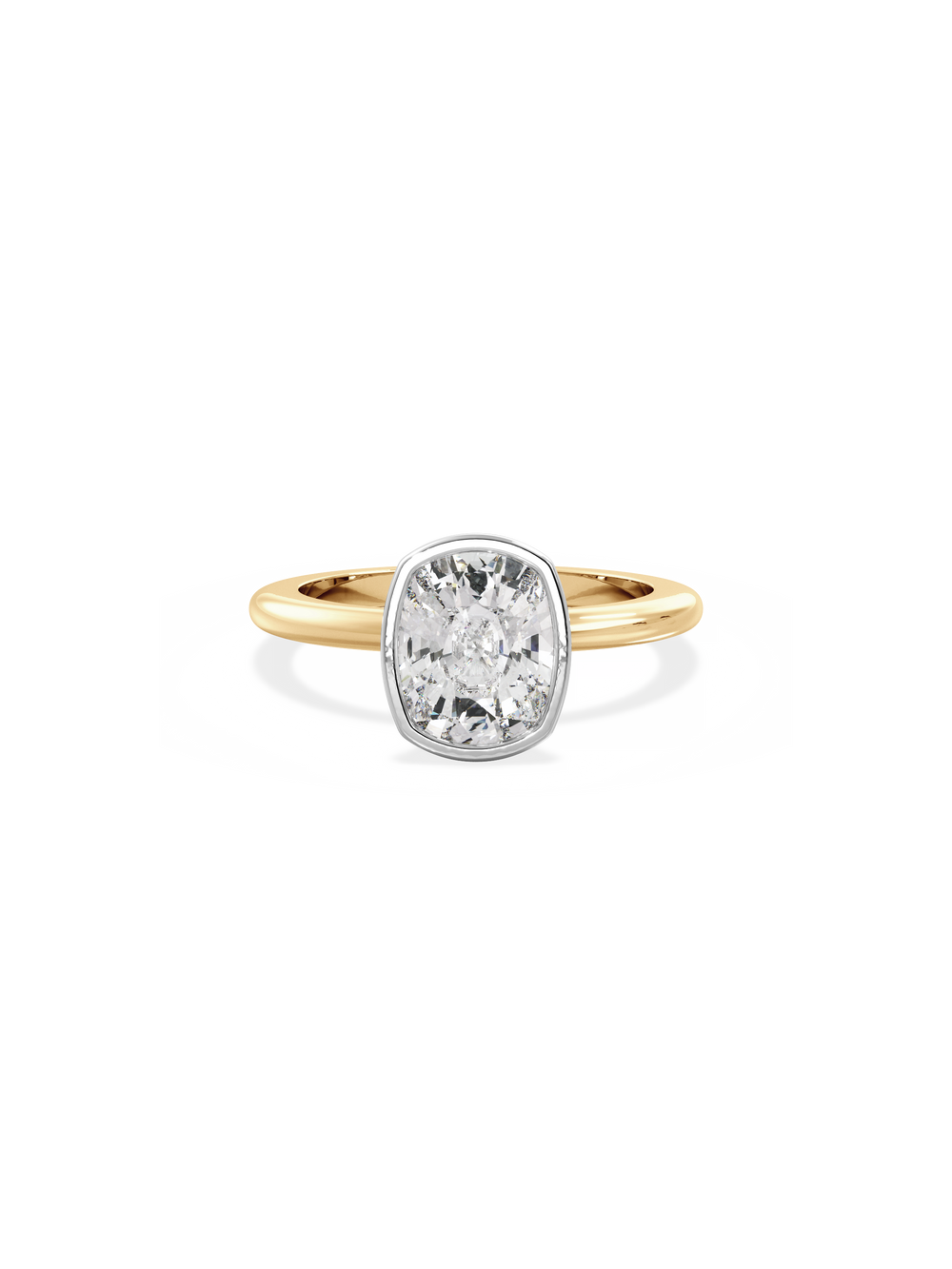 Elongated Cushion Signature Bezel Solitaire Ring - View 