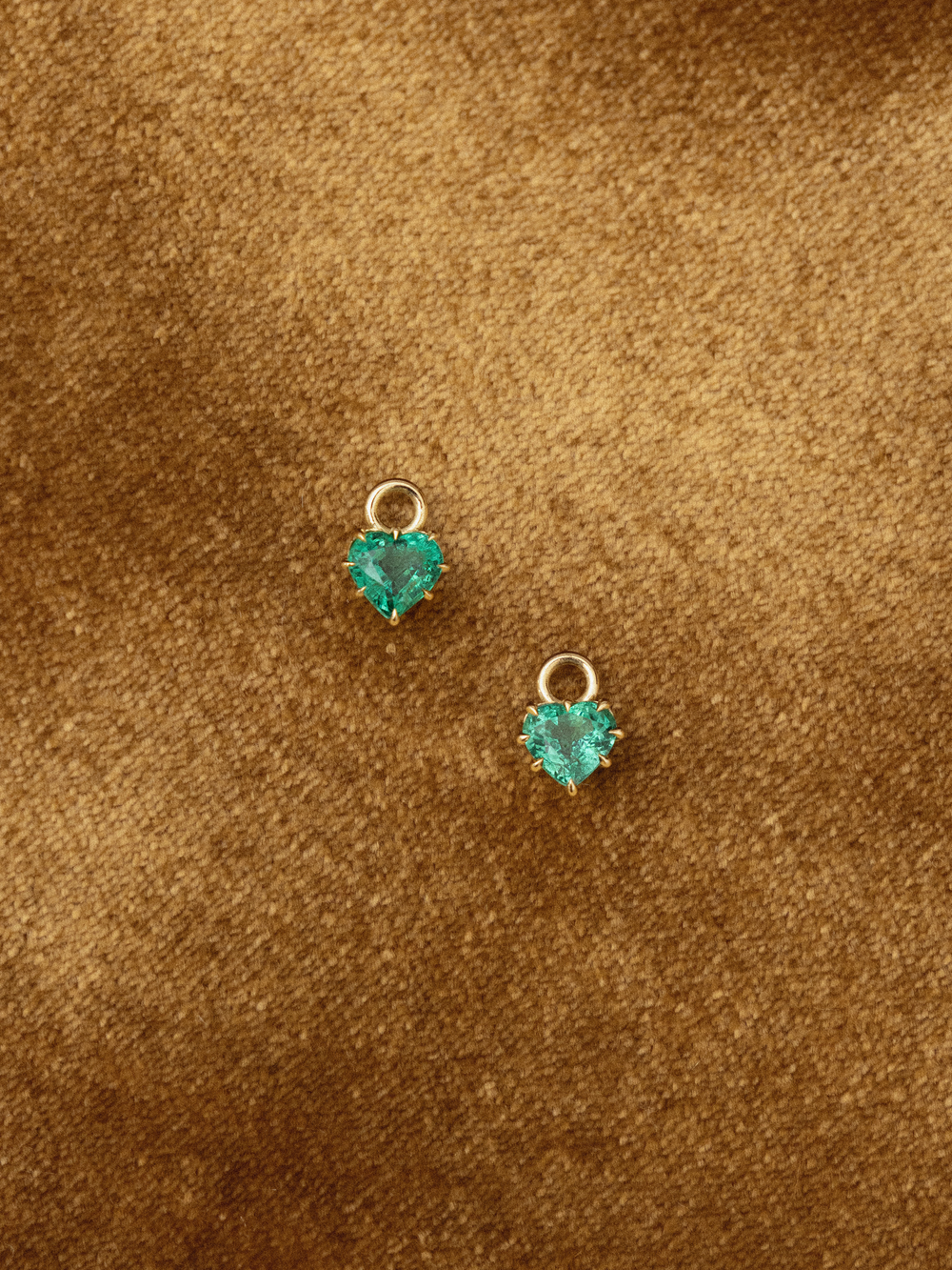 Heart Emerald Drop Earrings - View 