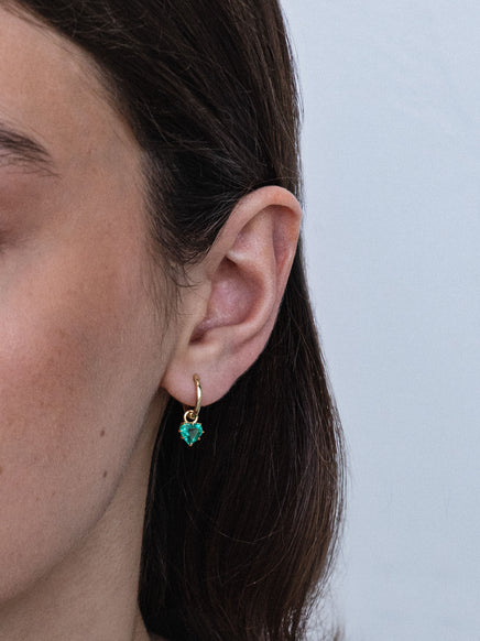 Heart Emerald Drop Earrings