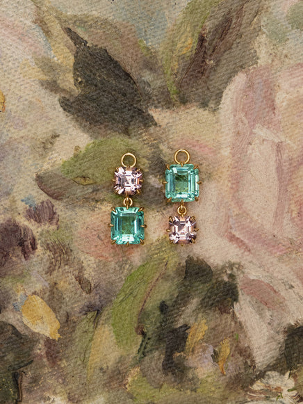 Emerald & Tourmaline Drop Earrings