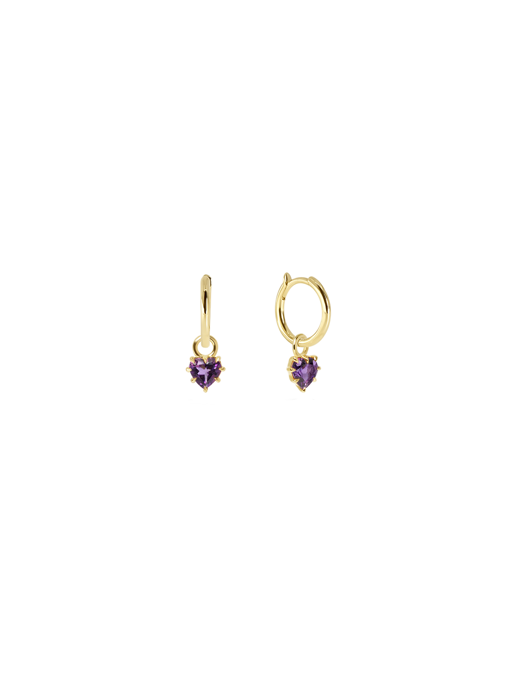 Heart Amethyst Drop Earrings - View 