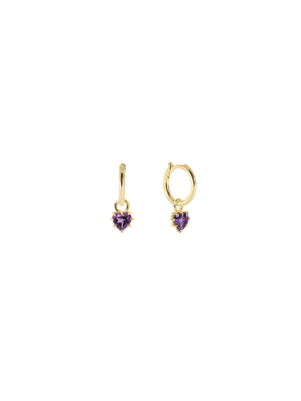 Heart Amethyst Drop Earrings
