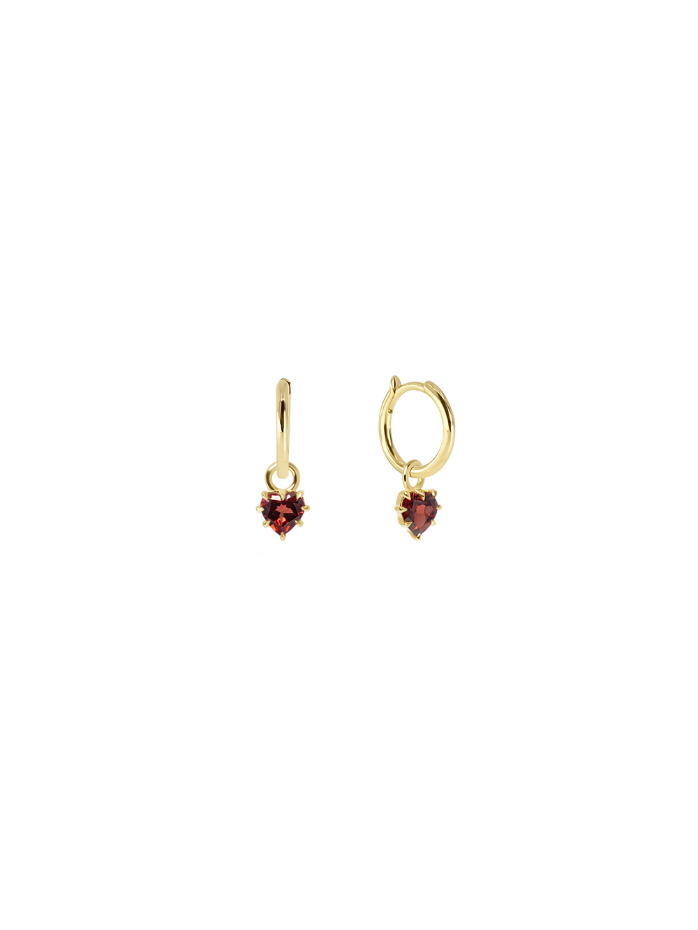 Heart Garnet Drop Earrings - View 