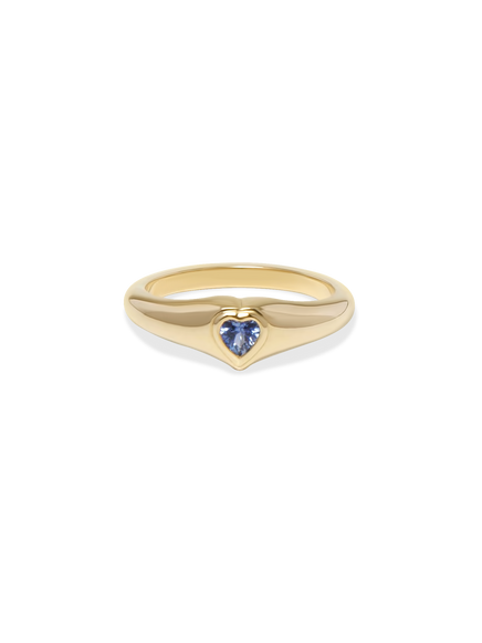 Blue Sapphire Heart Signet Ring