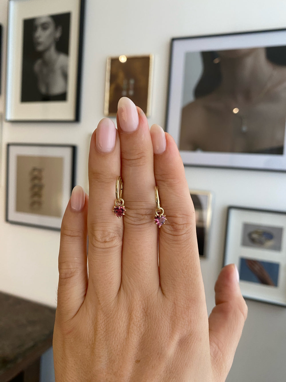 Heart Gemstone Drop Earrings - View 