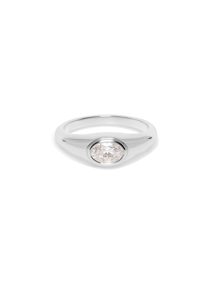 Petite Oval Diamond Signet Ring