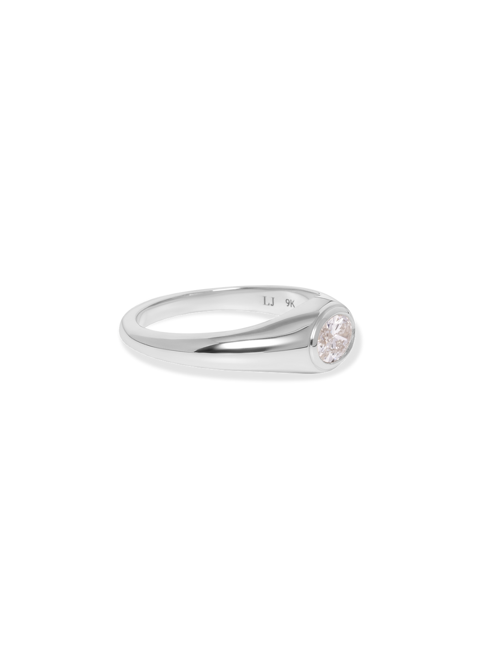 Petite Oval Diamond Signet Ring - View 