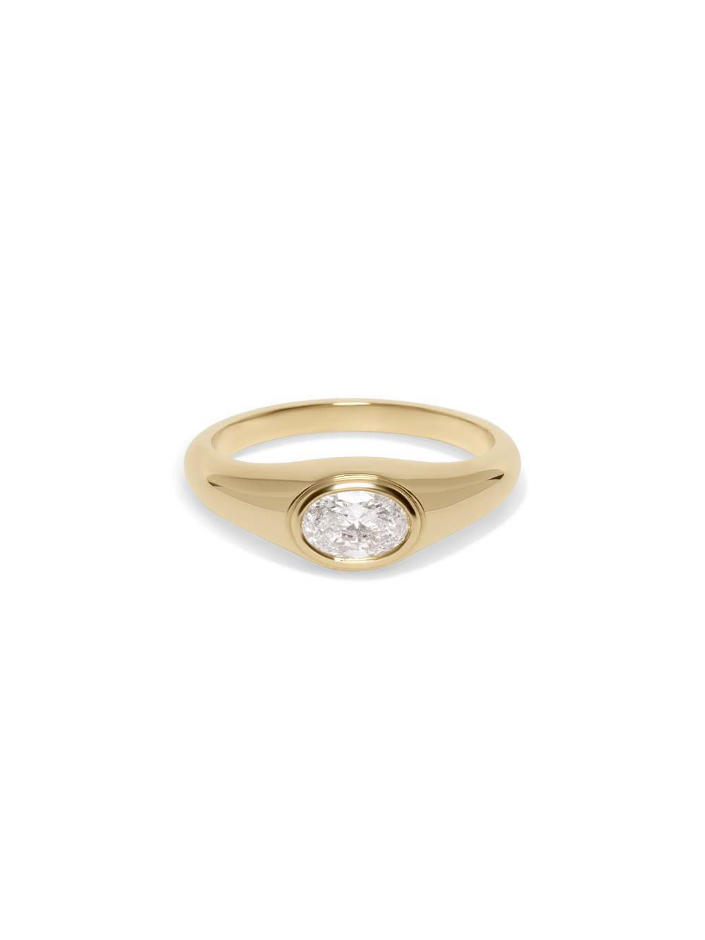Petite Oval Diamond Signet Ring - View 