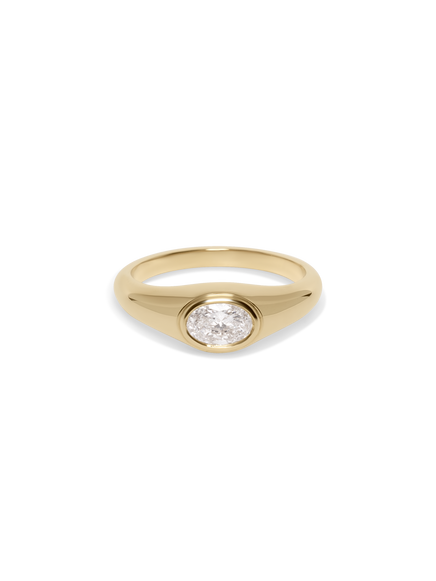 Petite Oval Diamond Signet Ring
