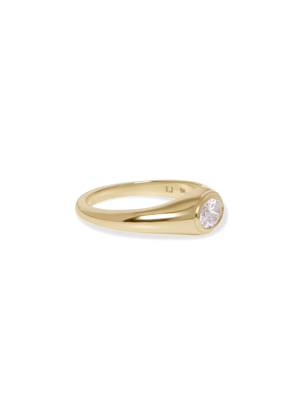 Petite Oval Diamond Signet Ring - View 
