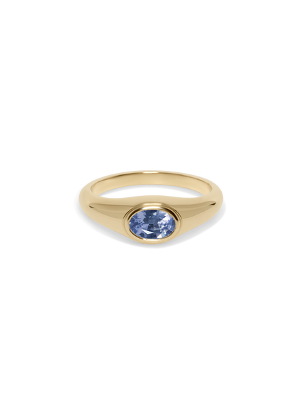 Petite Oval Blue Sapphire Signet Ring
