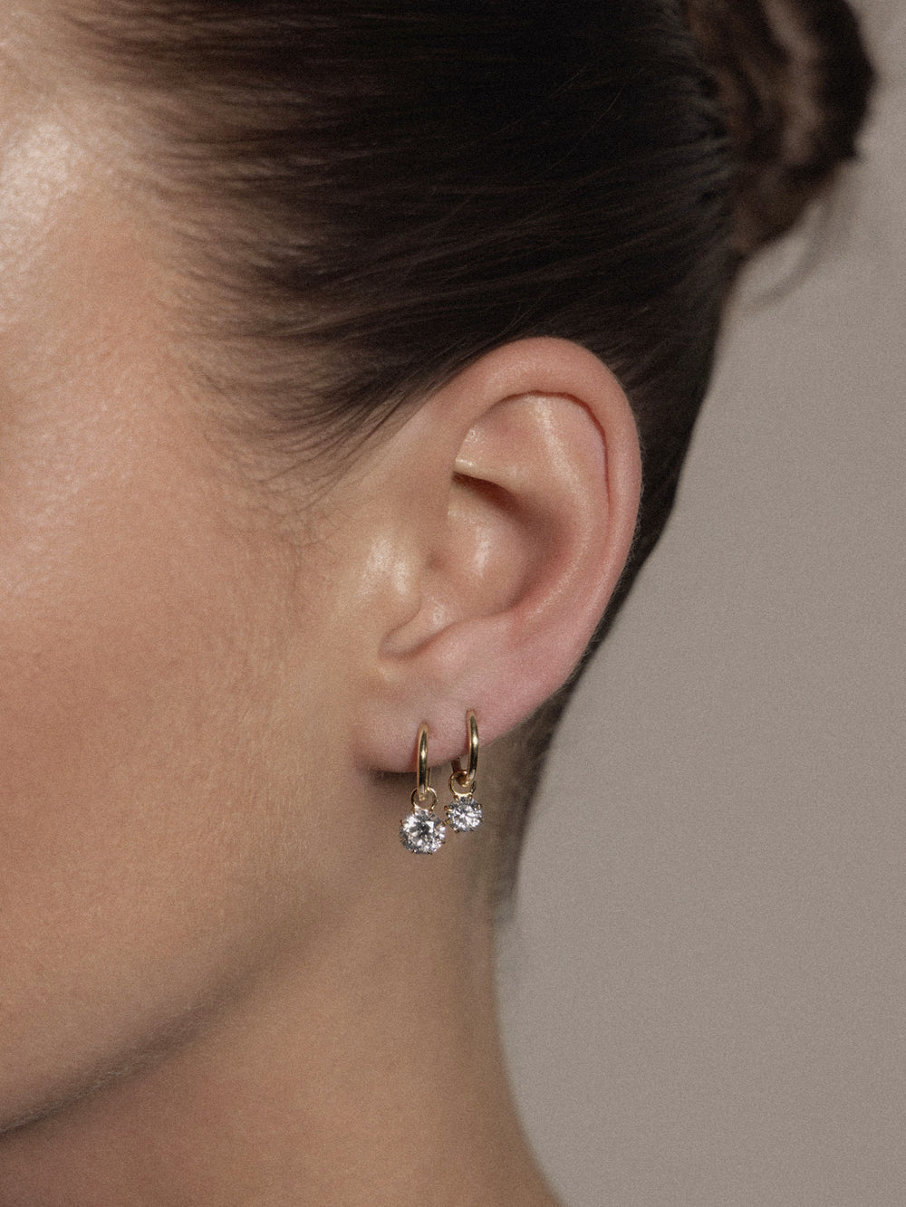 Round Diamond Drop Earrings - View 