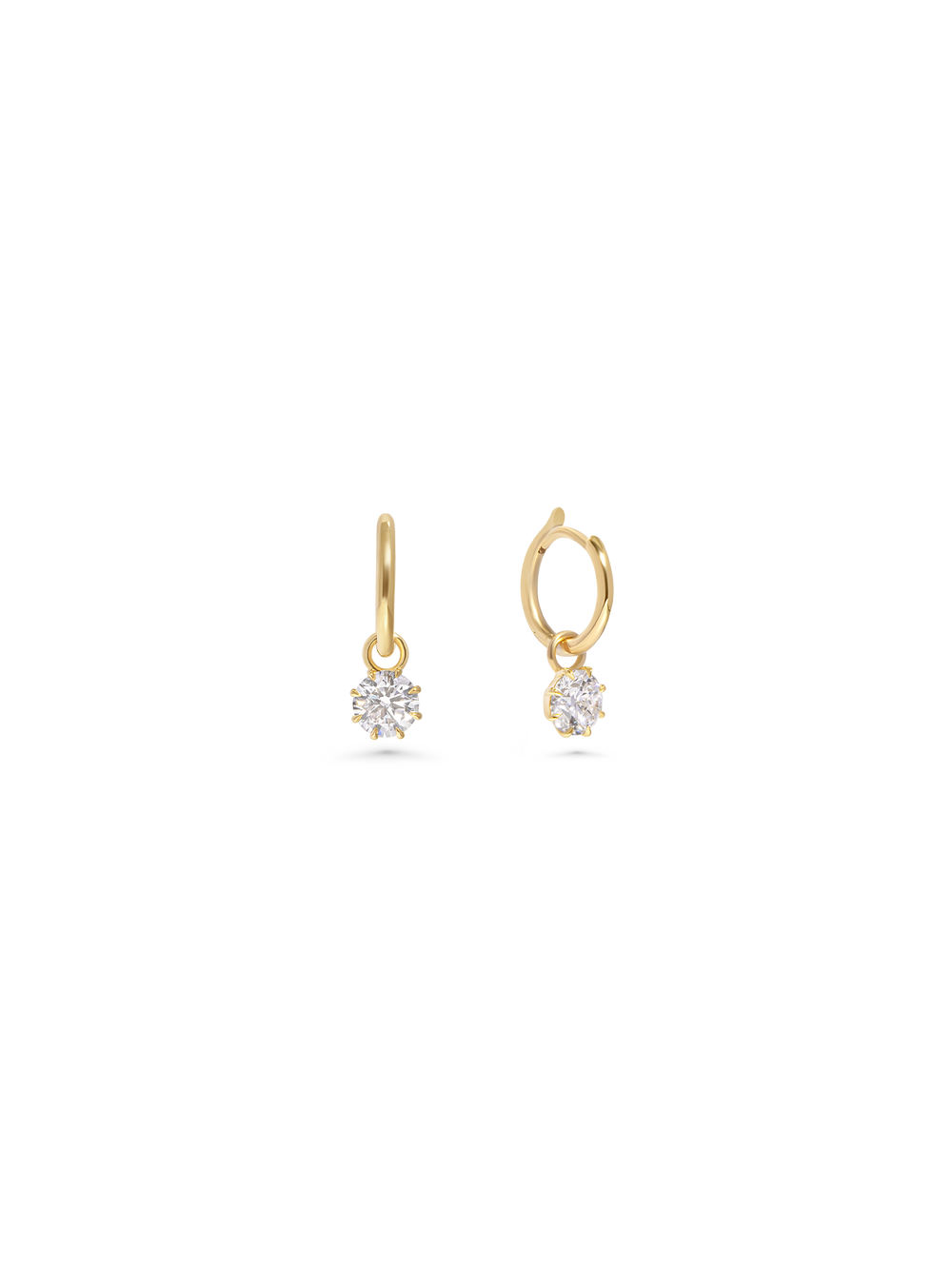 Round Diamond Drop Earrings - View 