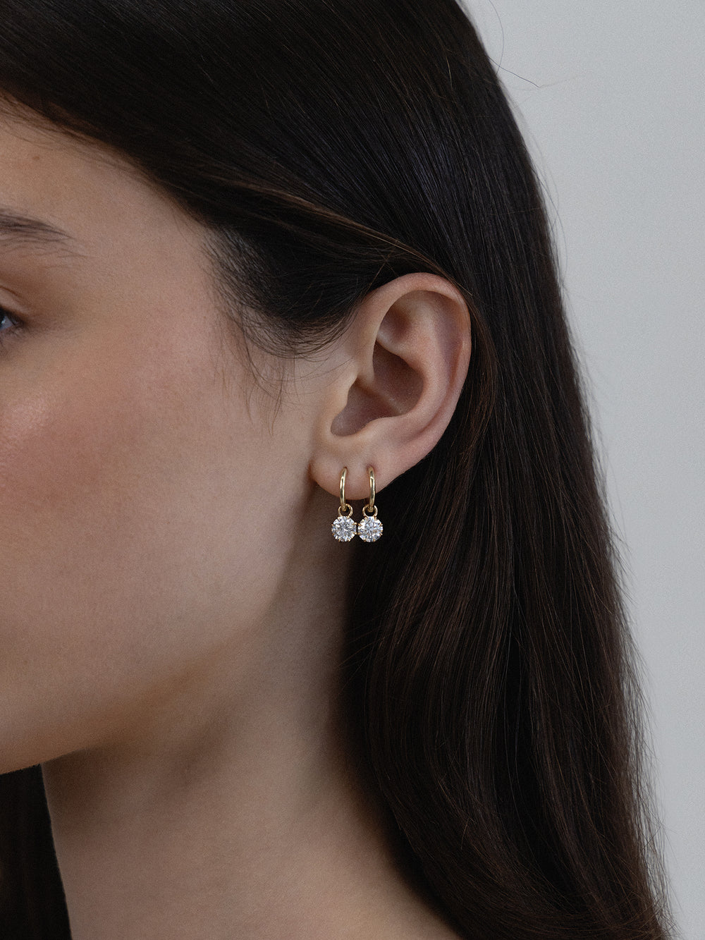 Round Diamond Drop Earrings - View 