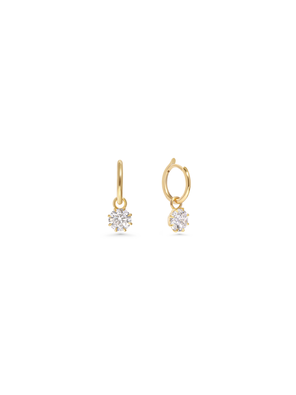 Round Diamond Drop Earrings - View 